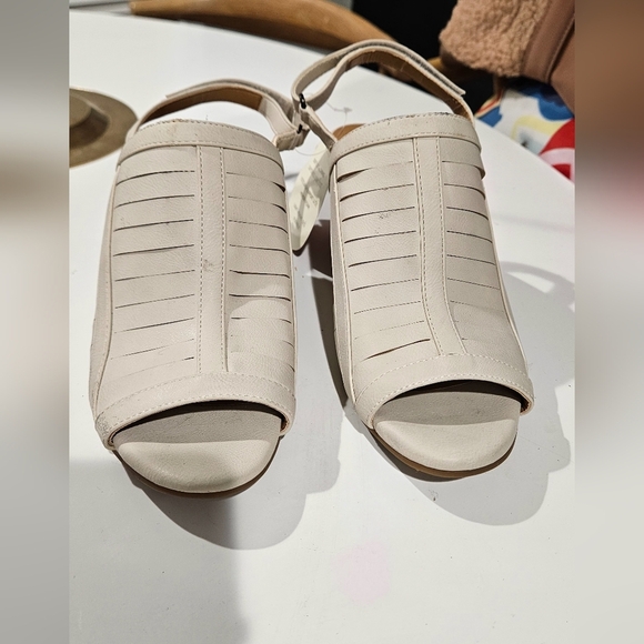 NATURAL SOUL Dayna Shell mooth Cream Slingback Stacked BlockHeel Sandals.6.5 NWT - Picture 3 of 15